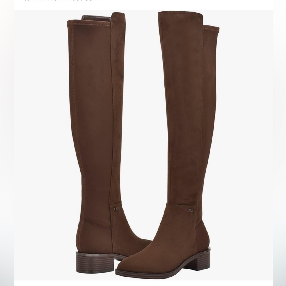 NEW $310 Calvin Klein Deedee 2 Dark brown knee high boots women size 6